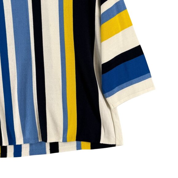 Ruby Rd. Womens PXL Cabana Club Striped Knit Top Yellow/Blue/White 3/4 Sleeve - Picture 7 of 9